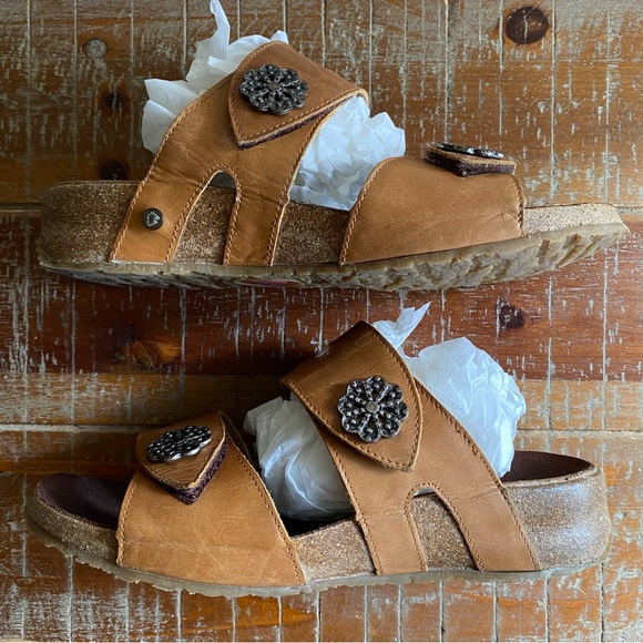 HAFLINGER boho leather sandals - tan Birkenstock style sandals - Picture 2 of 12
